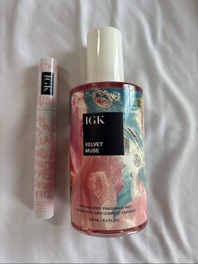 IGK Velvet Muse Hair & Body Fragrance Mist & Good Behavior Frizz Flyaway Taming